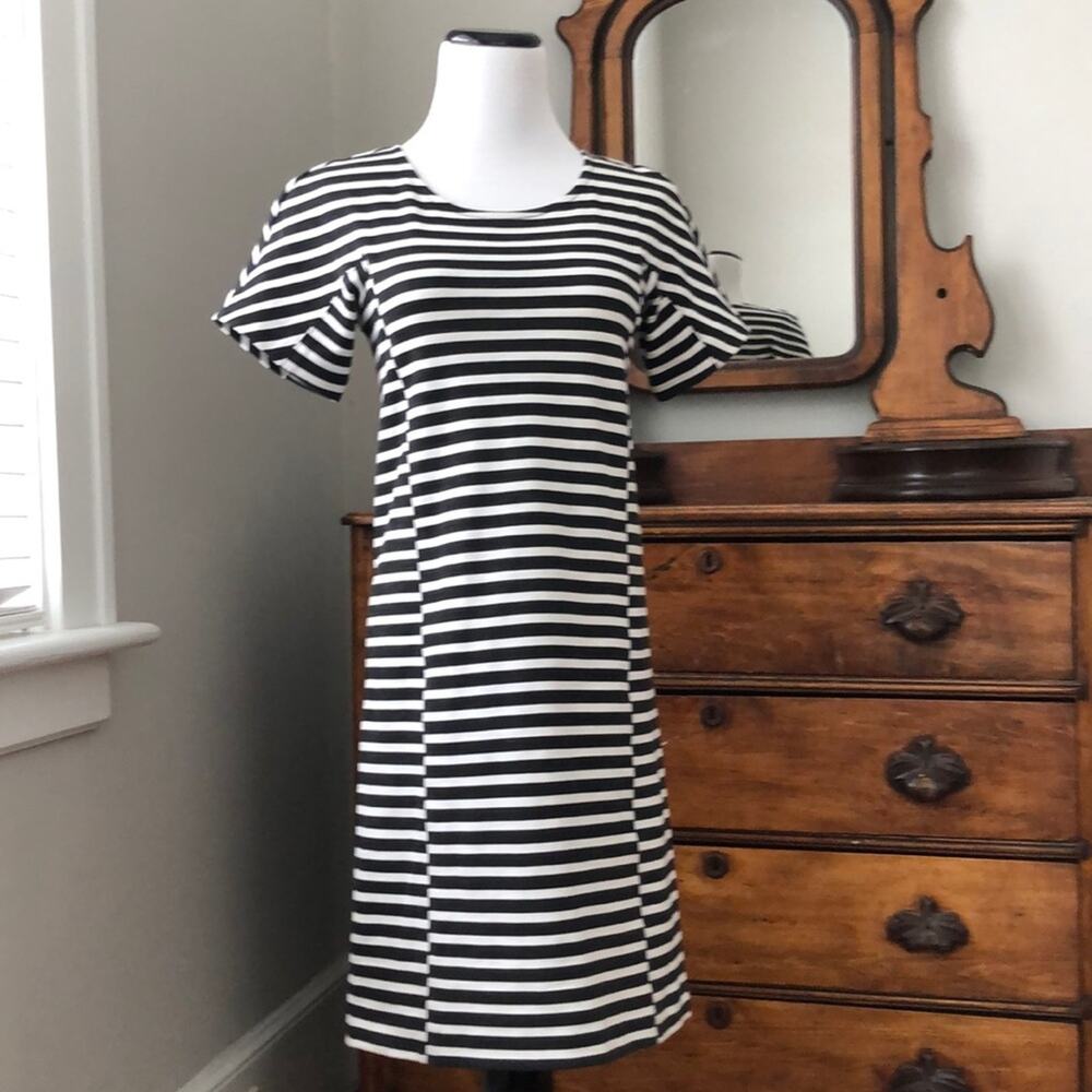 J. Crew Black & White Striped Shift Dress, XXS